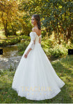 Beautiful Over-Shoulder Lace detailed A-line Wedding Dress